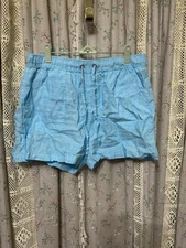 Revolve C&C California Blue 100% Linen Shorts Size Large