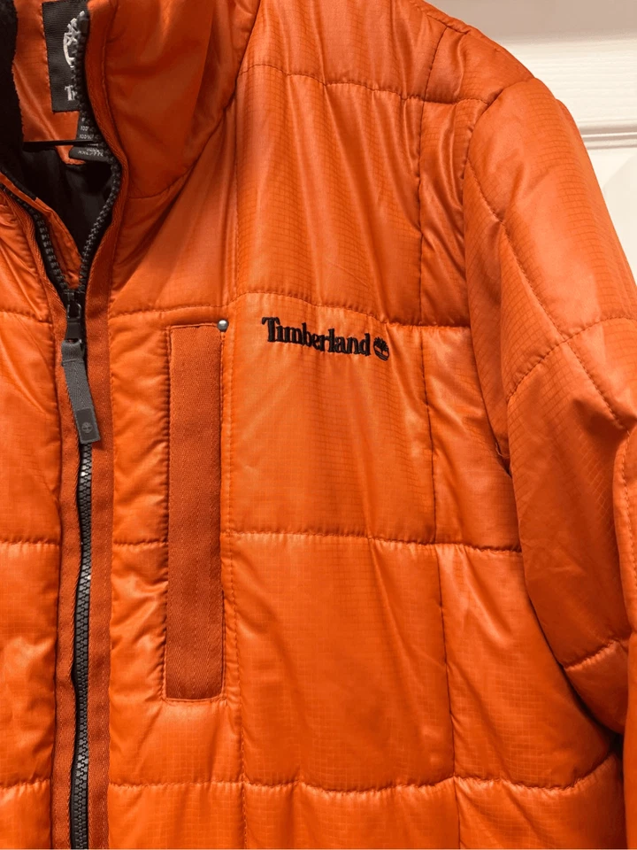 Timberland Men’s Orange Quilted Puffer Jacket sz XXL EUC - Image 3 of 4