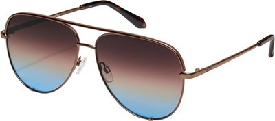 QUAY Australia High Key Large Pilot Sunglasses in Chocolate Brown/Brown Blue 64m