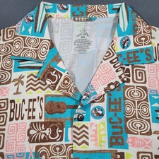 Buc-ee's 2025 Tiki Hawaiian Camp Mens Shirt Medium Short Sleeve Extra Button NWT