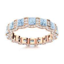 Sterling Silver Natural Aquamarine Wedding Full Eternity New Ring Jewelry