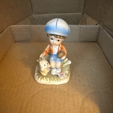 Vintage HOMCO Porcelain Bisque Figurine Little Boy with Puppy #1430-V