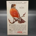 Rare 1930s COCA-COLA Vintage Advertising Trade Card Birds Series: The Robin