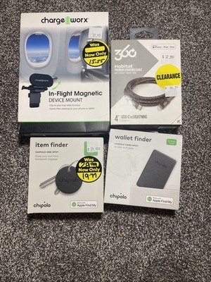 Lot Of 9 Electronics Chargers Lights, Trackers, And Magnetic Mount