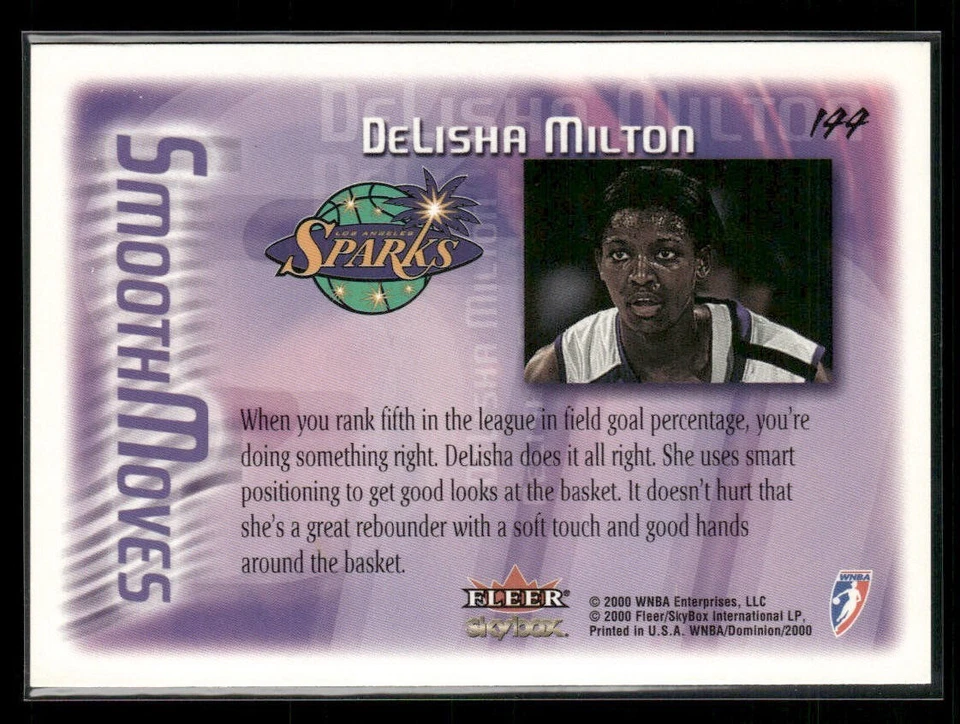 2000 Skybox Dominion WNBA - Smooth Moves DeLisha Milton-Jones #144 Foil - Image 2 of 2
