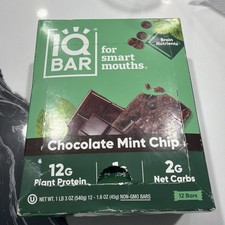 IQBAR Chocolate Mint Chip 12 Bars Keto Protein Bar Low Carb Vegan Brai