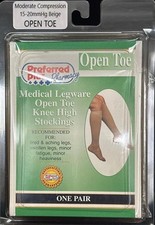 Preffered Plus Open Toe Anti-Embolism Stockings, Soft Top Band, 15-20mmHg Size: