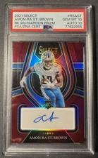 Amon-Ra St. Brown 2021 Panini Select Rookie Maroon Prizm /60 PSA 10 AUTO 10
