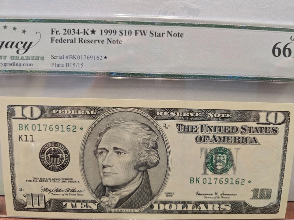 Fr. 2034-K* (BK* Block) 1999 $10 Dallas Federal Reserve Star Note Crisp - Image 3 of 4