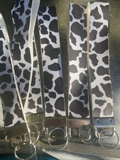 Handmade Faux Leather Keychains  Cow Print Pattern