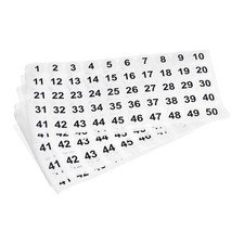1 to 50 Number Stickers Number Label Self Adhesive 25mm/1" , Pack of 10