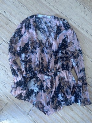 Iro Paris Womens Size 36 Silk Floral Abstract Senk Blouse Shirt Top