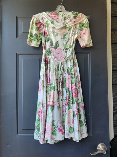 Vintage EXPO Kids Girls Floral Roses Print 100% Cotton Fit & Flare Dress Size 8 - Picture 13 of 21