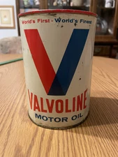 METAL Valvoline Motor Oil Can *ALL TIN CAN* World's First Finest, EMPTY NICE!