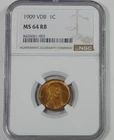 1909 VDB Lincoln/Wheat Ears reverse Cent CERTIFIED NGC MS 64 RED BROWN 1c