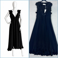 Zimmermann NEW Flutter Midi Dress Black Size 2 AU 12 US 8 Silk Long Classic