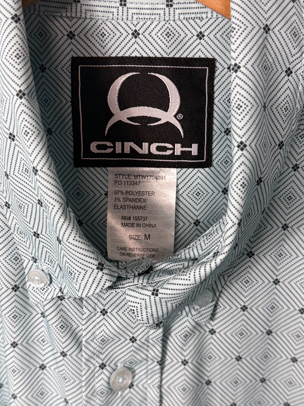 Cinch Mens Medium Patterned Button Down Shirt Sho… - image 4