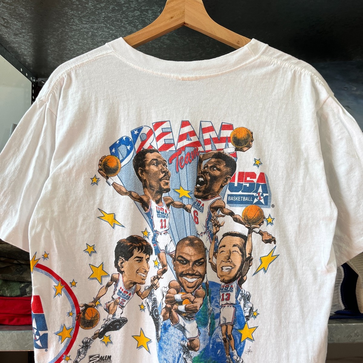 Vintage 1992 Olympics USA Basketball Team Salem White T-shirt Sz L