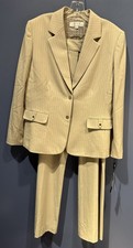 Womens 16 Pant Suit Khaki White Pinstripe, Tahari, Arthur Levine NWT
