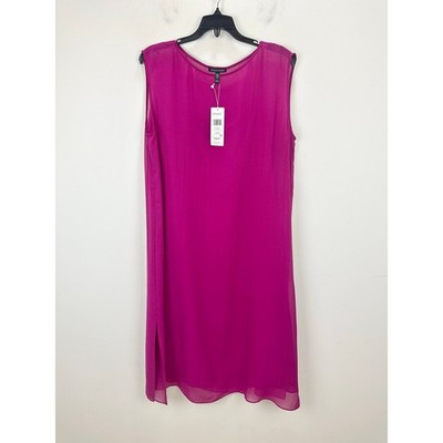 sheer silk georgette bateau neck dress Eileen Fisher Sheer Silk Georgette Bateau Neck Silk Poncho