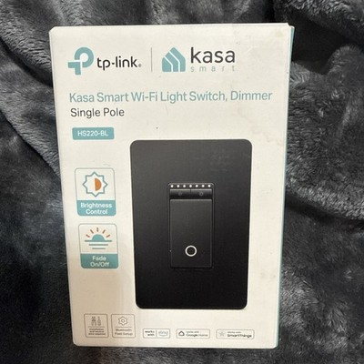 Kasa Smart BLACK Dimmer Switch HS220-BL Single Pole Needs Neutral Wire  Wi-Fi