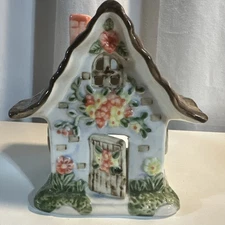 Ceramic Tea Light Candle Holder Small Villa House Cottage 5" Tall 