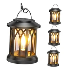  Solar Lantern Outdoor Lights, Upgraded Bright Solar 4 Pack Classic Black