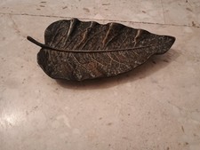 Posacenere soprammobile vintage design anni 60-70 in ottone a forma di foglio