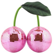 NWT Pink Cherry Disco Ball Mirror Hanging Party Wedding Home Decor 3.9"