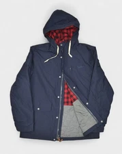 Woolrich Jacket Mens Large Navy Flannel Lined Mountain Parka Hooded Insulated