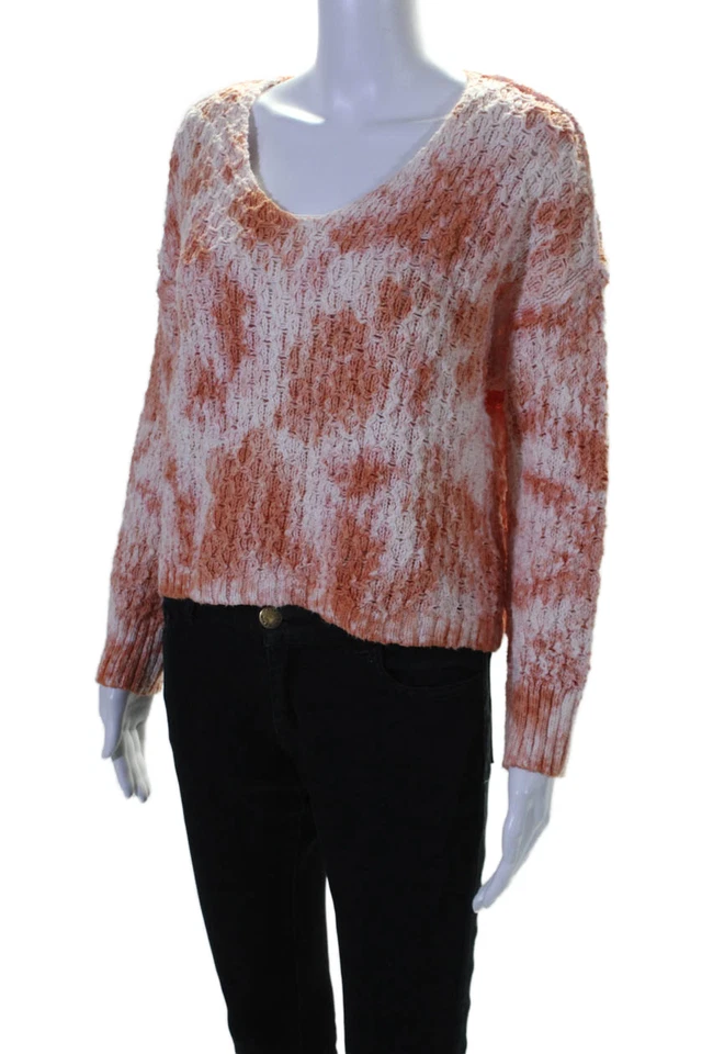 Suéter Pilcro Mujer Algodón Estampado Manchado Tejido Cuello Redondo Naranja Talla XS Foto 2 de 4