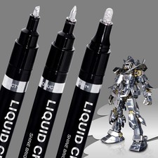 3PK Liquid Chrome Markers Permanent Mirror Pens for Plastic Metal Model Painting
