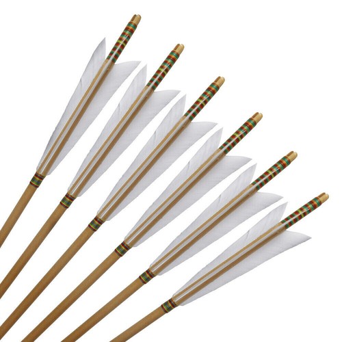12Pcs 33" Handmade Wooden Arrows Tradition Europe Style Turkey Feather Longbow - Picture 9 of 10
