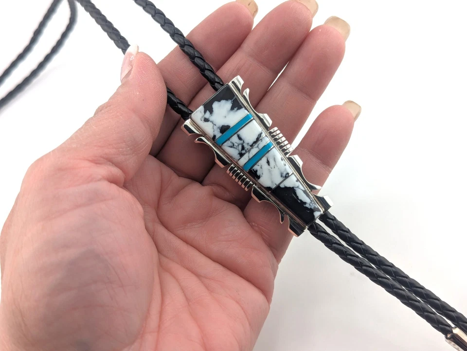 Corbata Navajo Bolo plata esterlina nativo americano occidental joyería para hombre Foto 2 de 4