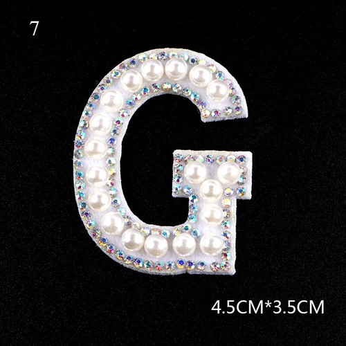 3D Beaded Pearl Alphabet Rhinestone English Letter Patches Iron Sew On Stickers - Picture 18 of 37