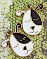 Whimsical Puppy Dog Charm Dangle Earrings.
