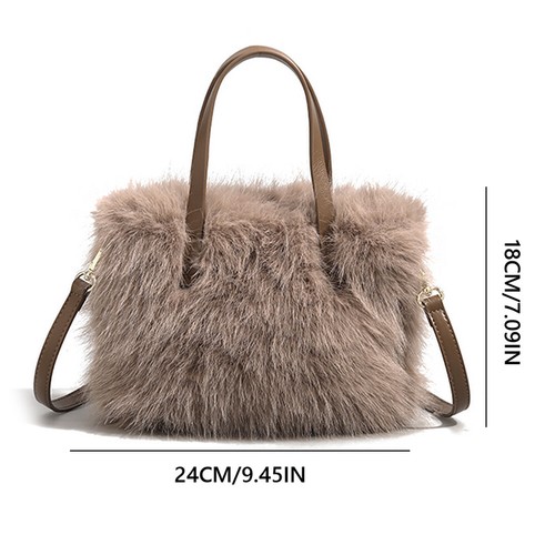 Women Faux Fur Crossbody Bag Adjustable Strap Handbag Clutch Purse Satchel Purse - Picture 23 of 24