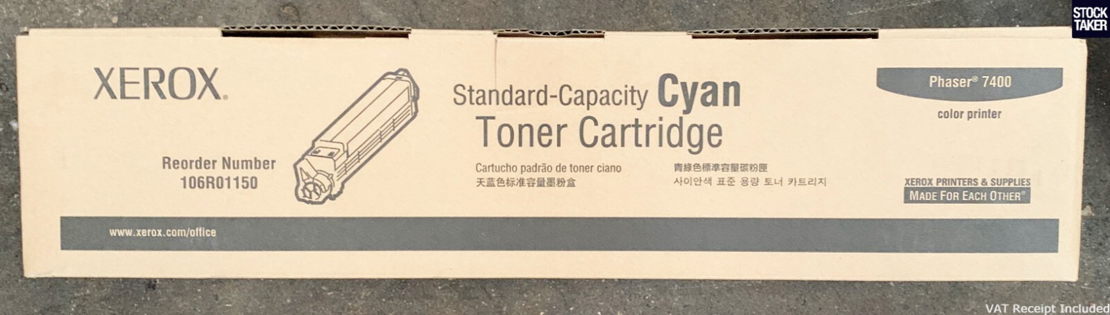 Genuine Xerox Phaser 7400 Toner Cartridge 106R01150 Cyan 7500 Pages VAT Invoice
