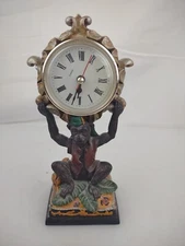 7.5" Tall Bellhop Monkey Holding  resin quartz table clock