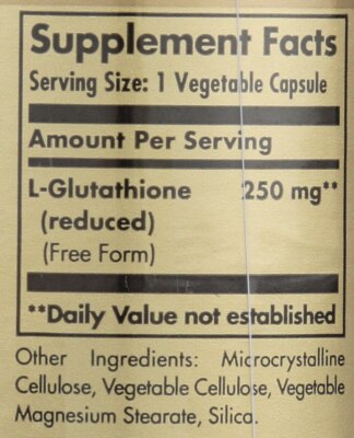 Solgar Reduced L-Glutathione 250mg 30 Vegetable Capsules