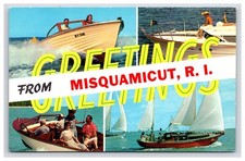 Postcard: RI Boats Sailboat, Greetings From Misquamicut, Rhode Island - Unposted