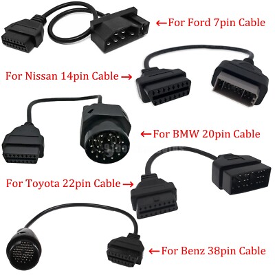 OBD1 Male to OBD2 16 Pin Female Connector Adapter Cable Diagnostic Tool Scanner