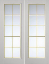 White Pre-Finished Bevelled Glazed French Double Door Gold Trim 1252 x 2040 mm