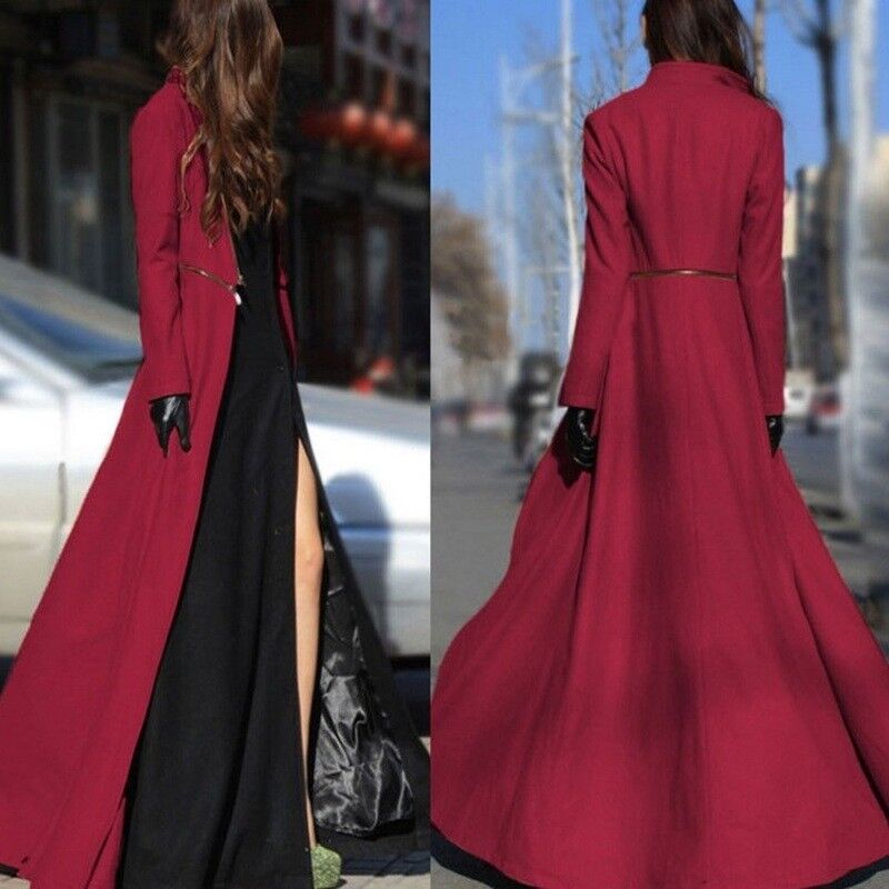 Women Long Sleeve Maxi Dress Coat Floor Length Jacket Plus Size