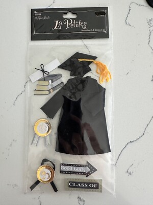 The Paper Studio La Petites 3-D Stickers Graduation 8PC Cap Gown Award Books