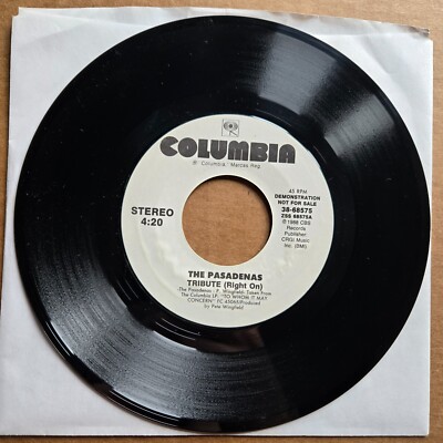 THE PASADENAS Tribute Right On DJ PROMO 45 7'' R&B SOUL Record Vinyl Records