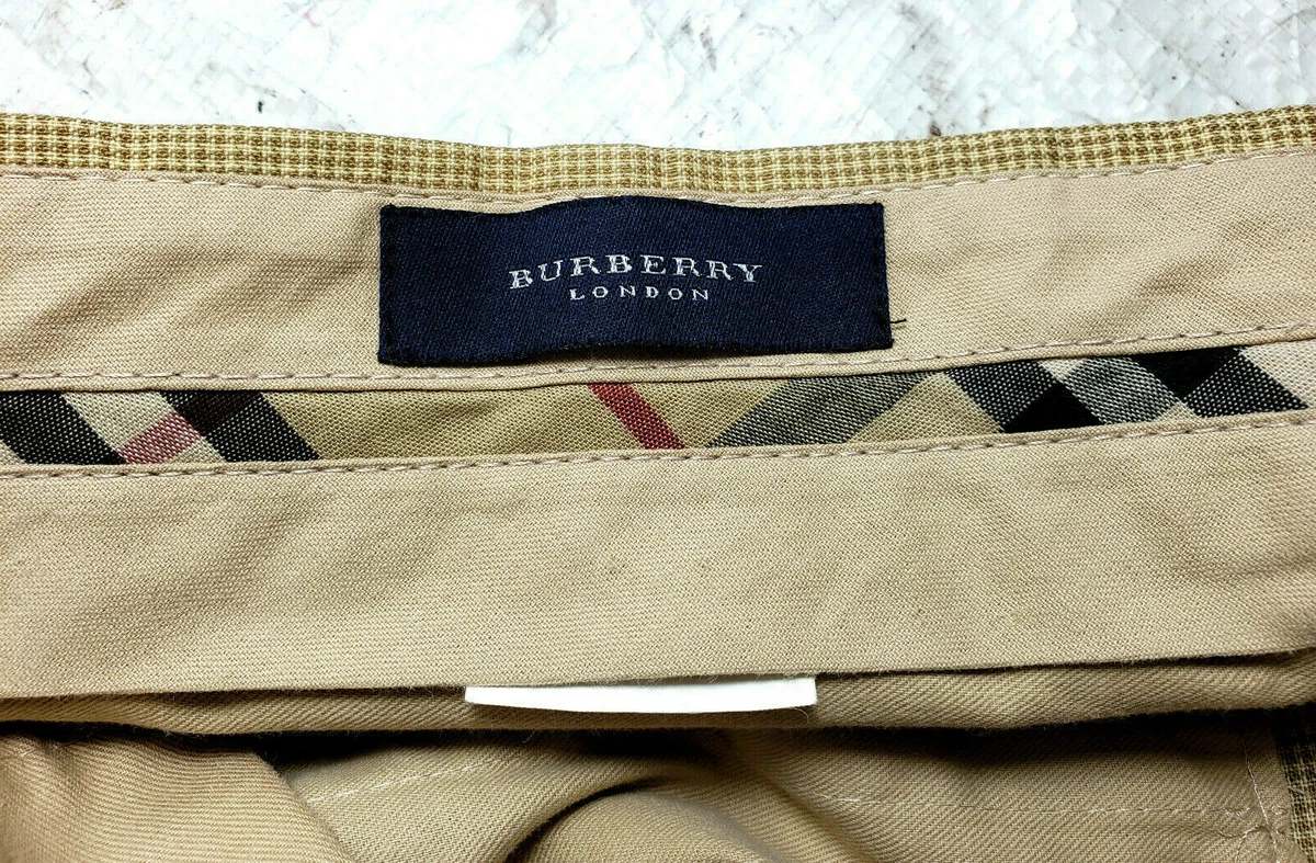 Burberry London Men Dress Pants 40 x33.5 Tan check pleated front