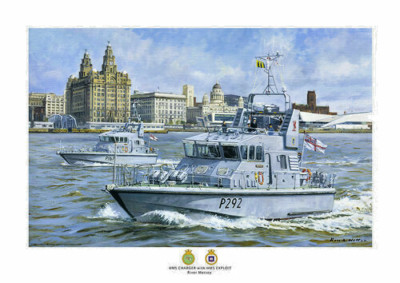 HMS CHARGER & HMS EXPLOIT on the Mersey - A3 ART Print