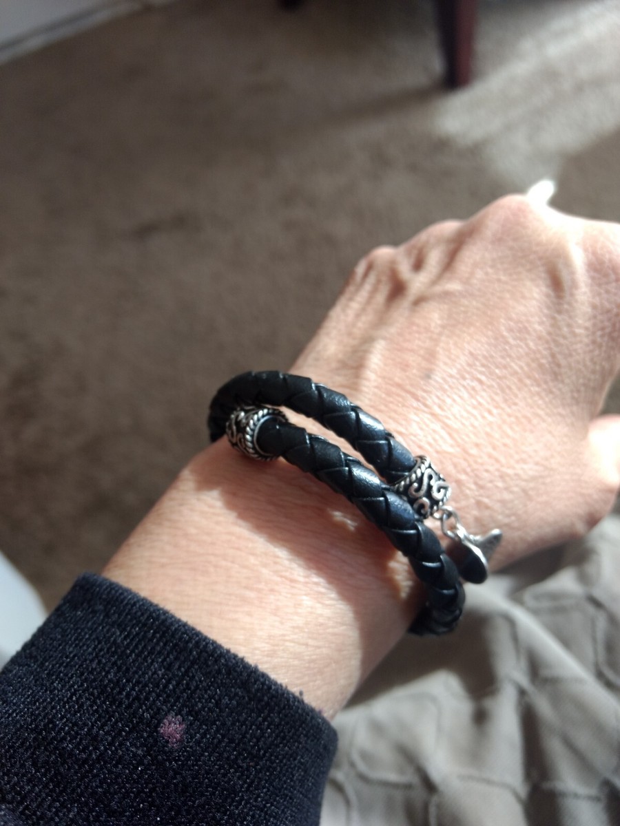 ALEX ANI indie ebony black braided leather wrap bracelet vintage