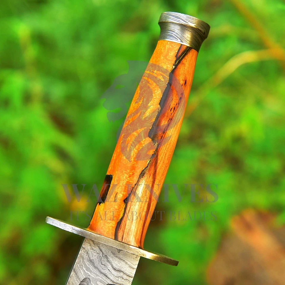 Ka-Bar USMC A+ Copia Damasco Acero Hoja Fija Cuchillo Resina Madera Mango con Funda Foto 4 de 4